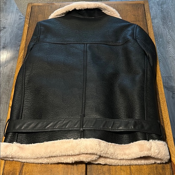 H&M Black Faux Leather Jacket with Faux Fur - Picture 4 of 4